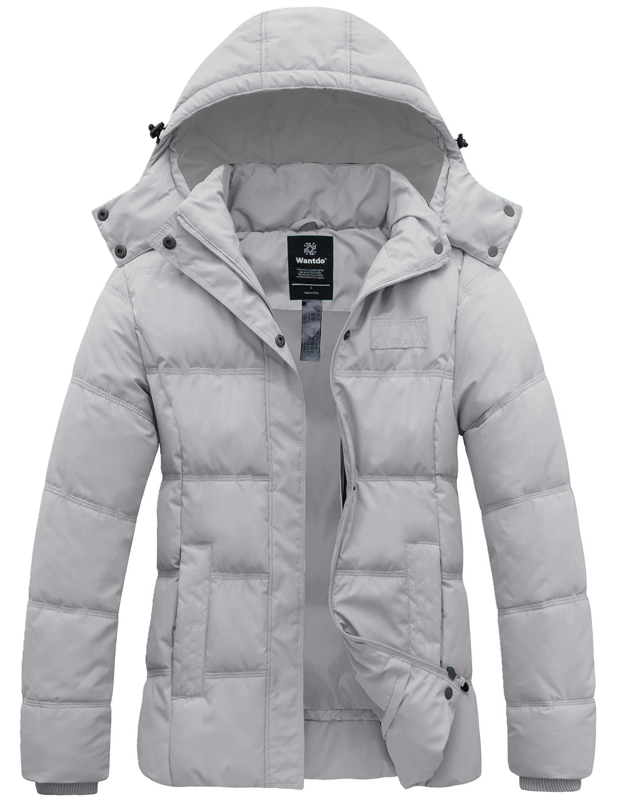 Wantdo Women's Hooded Warm Winter Coat Quilted Thicken Puffer Jacket with Removable Hood